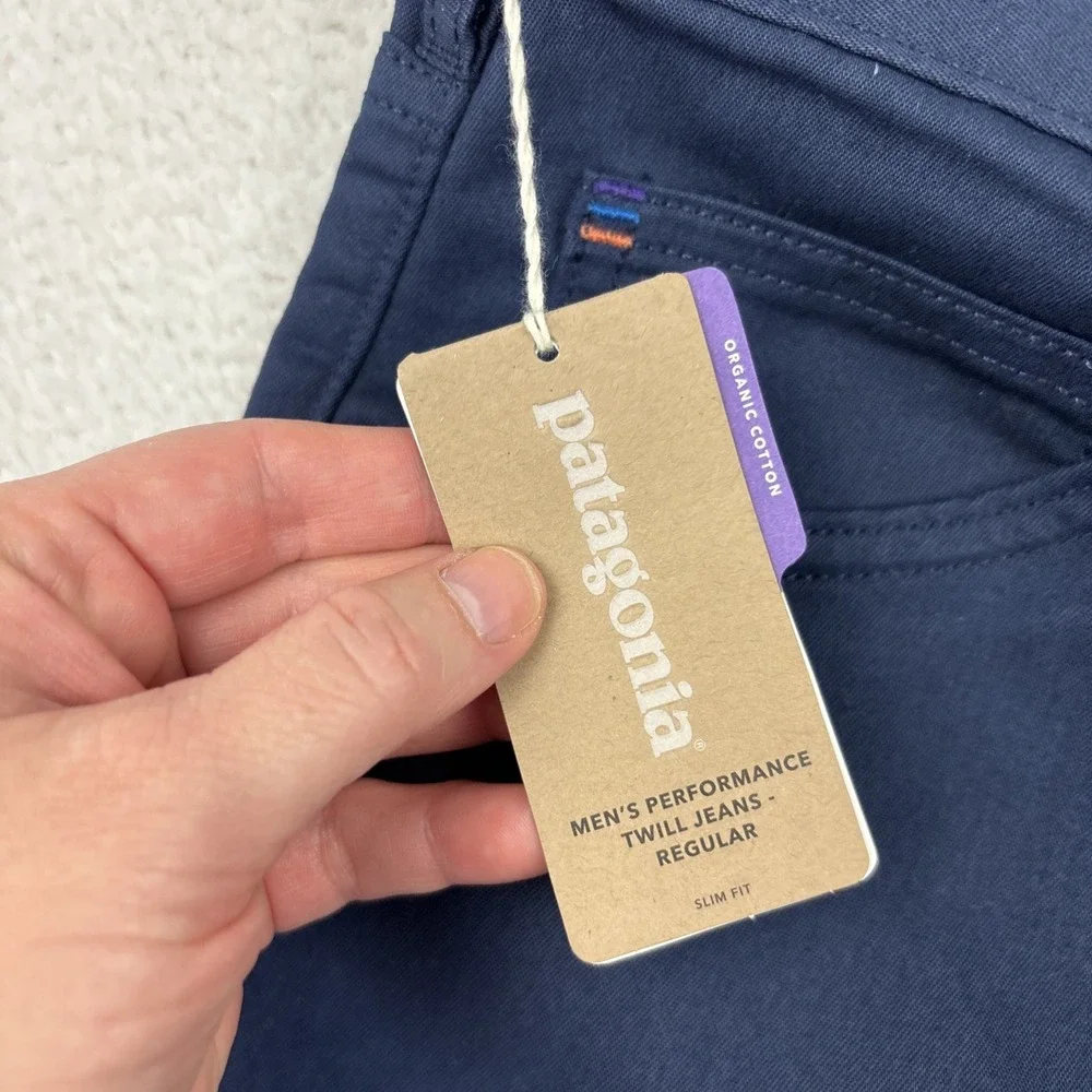 NEW PATAGONIA Performance Twill Jeans Mens 31/32 Navy Blue Slim Fit Stretch Pant